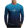 thumbnail image 2 of Nmnitkp Long Sleeve Shirts for Men Fashion Casual Print Sports T-shirt Round-Neck Blouses High-Quality Fabric Shirts Sky Blue,4XL, 2 of 5