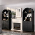 thumbnail image 6 of Arched Pantry Cabinet, 71" Kitchen Pantry Cabinet with Smooth Gliding Drawers and Adjustable Shelf, Wood Storage Cabinets Anti-Tipping, Modern Farmhouse for Living Room, Dining Room (Black), 6 of 7