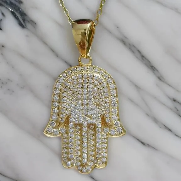 2.00Ct Round Cut Simulated Diamond Men's Cluster Pendant 14K Yellow Gold Plated 925 Sterling Silver