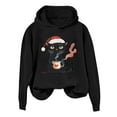 thumbnail image 2 of Christmas Black Cat Hoodies for Women 2025 Long Sleeve Cute Kitten Graphic Hooded Sweatshirt for Cat Lovers Pullover Tops, 2 of 4