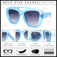 thumbnail image 6 of SA106 Women Oversized Thick Plastic Rectangle Cat Eye Flat Top Diva Sunglasses / Matte Blue Frame - Smoke Lens, 6 of 8