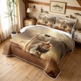 thumbnail image 3 of Manfei Western Lion Quilt King, Vintage Bible Theme King Coverlet Set, Brown, Gray Reversible, 3pcs, 1 Bedspread and 2 Pillowcases, 3 of 7