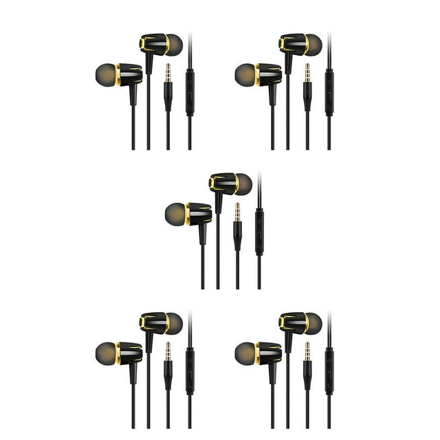 Seitruly Auricular con cable In-Ear Reducción de ruido Reproducción de música Auriculares Negro + Oro Type2 NO2