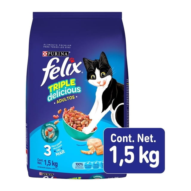 Alimento para Gato Felix Triple delicious Adulto Mar 1.5 kg