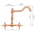 thumbnail image 2 of Akicon Brass Kitchen Faucet, Two-Handles Dual Lever Hot and Cold Wall Mount Kitchen Faucet with 8 Inch, Copper, 2 of 5