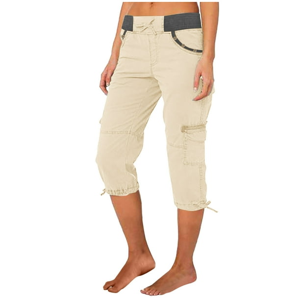 MKLEKYY Pantalones Cortos de Mezclilla para Mujer, Pantalones Cortos Deportivos Informales para Exteriores con Bolsillos, Pantalones Cortos Cargo Holgados y Finos de Verano