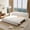Beige, variant on 67.7" Pull-Out Couch Queen Size, Corduroy Sleeper Sofa Bed, 3 in 1 Convertible Couch with Bluetooth Speaker, 2 USB Ports, 6 Pillows & Side Pockets, for Living Room, Apartment, Office, Brown