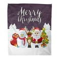 thumbnail image 1 of SIDONKU Flannel Throw Blanket Merry Christmas Traditional Characters on Purple Snowy Snowman Reindeer Soft for Bed Sofa and Couch 50x60 Inches, 1 of 1
