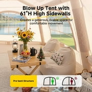 Lilypelle 10 Person Blow Up Camping Inflatable Tent w/ Canopy & Stove Jack & AC Port,13.8′x 10.5′x 6.9′Waterproof Oxford 2 Room Air Tent,Easy Setup Glamping Inflatable House