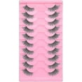 thumbnail image 1 of Half Lashes Natural Look Wispy False Eyelashes 15MM 3D Fluffy Faux Mink Lash Clear Band Cluster Wispy Cat Eye Lashes Look Like Extensions Curly Soft F, 1 of 4