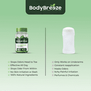 BodyBreeze Internal Deodorant Supplement – Full Body Deodorizer for Gut Health, Skin Health, Detox & Digestion Support – Natural Odor Control Chlorophyll Pills for Head-to-Toe Freshness | 30 Capsules
