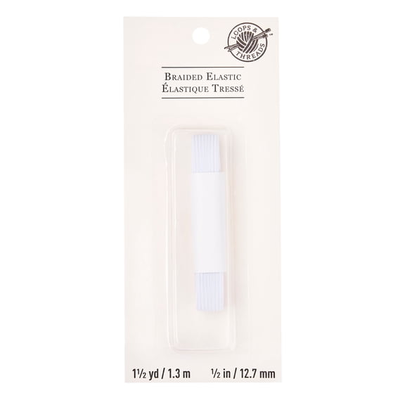 12 Pack: 1/2" White Braided Elastic by Loops & Threads