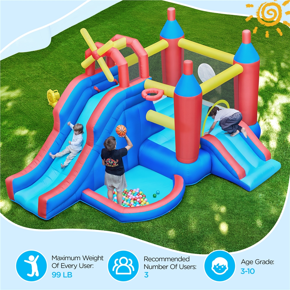 Alden Design 7-in-1 Inflatable Bounce House Combo with Blower and Storage Bag