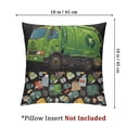 thumbnail image 4 of Green Garbage Truck Black Throw Pillow Covers Cartoon Trash Truck Pillow Covers for Home Sofa Bed Couch Boys Green Vehicle Car Cushion Covers Garbage Truck Pillowcases,, 4 of 7