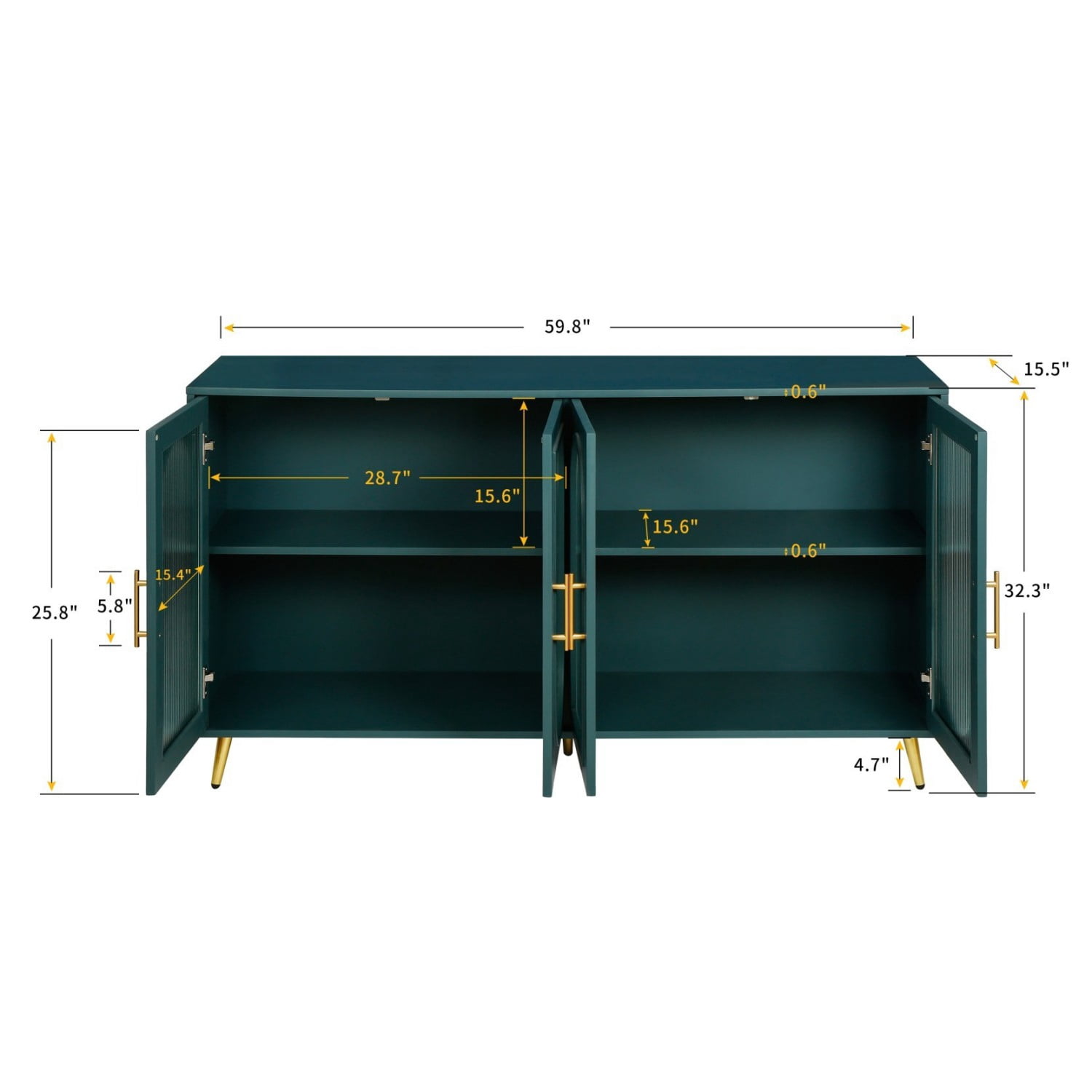 TV Stand for 65+ Inch TV Wood Media Console with Glass Door Storage Cabinet & Adjustable Shelves, Modern TV Console for Living Room Bedroom, Navy Blue