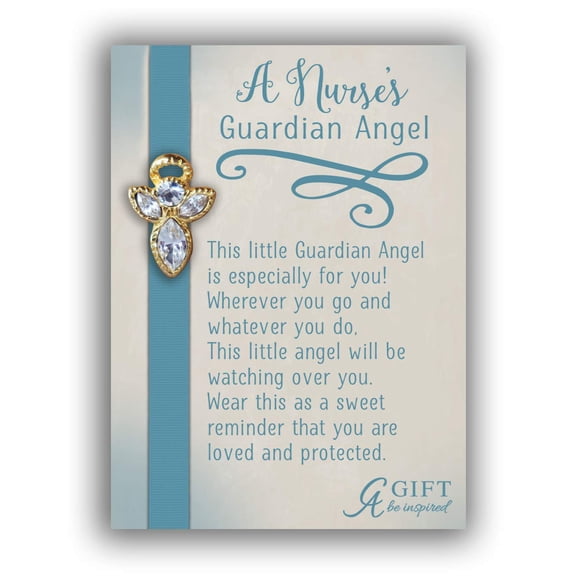 Cathedral Art Gold Nurse Guardian Angel Pin with Crystal Gift Boxed with Card