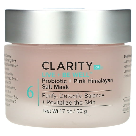 ClarityRx Live   Be Well, Probiotic   Pink Himalayan Salt Mask , 1.7 oz (50 g)