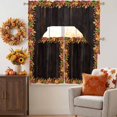 thumbnail image 6 of Fall 3 Piece Swag Kitchen Curtains Set, Thanksgiving Rustic Colorful Maple Leaf Brown Wood Grain Valance and Tier Curtains 24 in Long, 56" x 36" Window Topper for Cafe Bathroom Bedroom, 6 of 9