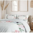 thumbnail image 6 of Ambesonne Anemone Flower Duvet Cover Sets, Delicate Leaves, 2-King, Almond Green Pale Pink, 6 of 7