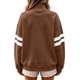 thumbnail image 4 of Women Varsity Sweatshirt Long Sleeve Casual Oversized Pullover Striped Sleeve Loose Fit Athletic Top, 4 of 4