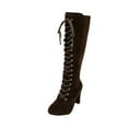 thumbnail image 2 of Bnwani Boots for Women Fashion Toe High-Heel Thick Chunky High Knee-High Versatile Casual Solid Retro Knight Boot Brown Size 6, 2 of 9