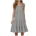 thumbnail image 2 of CALAFEBILA Dresses for Women Solid Color Sleeveless Womens Sun Dresses Casual Crew Neck Beach Mini Tank Knee Length Dresses, 2 of 6