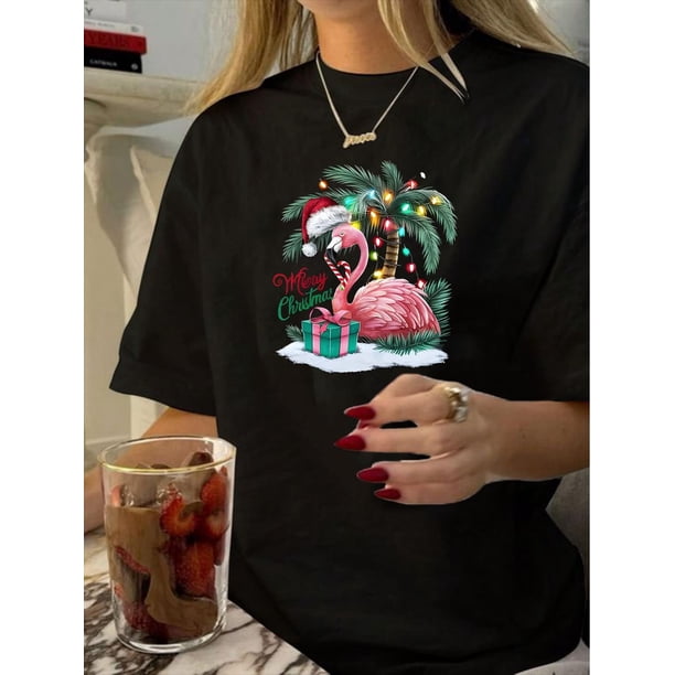 Camiseta con estampado geométrico de inspiración vintage para mujer - Cuello redondo informal, manga corta, algodón, lavable a máquina - Perfecta para verano y tiempo libre.