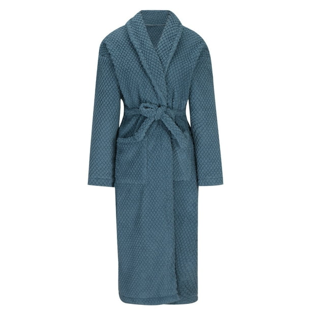Batas para hombre y mujer, cálidas y suaves, lisas, camisón con bolsillo para cinturón, camisón largo, pijama para hombre.