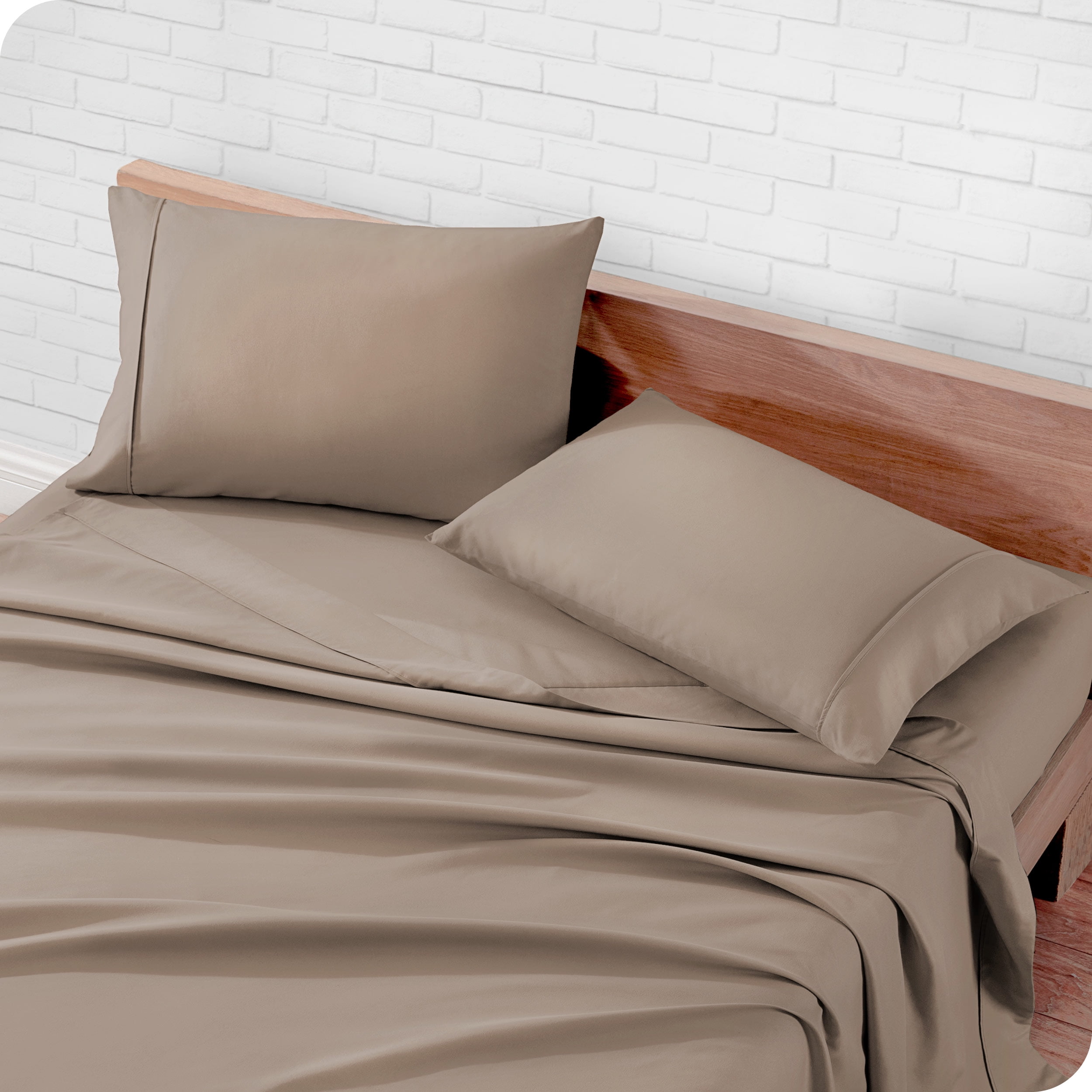 Bare Home Premium 1800 Ultra-Soft Microfiber Pillowcase Set - Double Brushed - Hypoallergenic - Wrinkle Resistant (Standard Pillowcase Set of 2, Taupe)