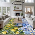 thumbnail image 3 of Lemons Large Area Rugs 5x8 ft National Style Summer Lemon Blue Floral Texture Washable Rug Non Slip Indoor Carpet Absorbent Floor Mat for Living Room Bedroom Dining Room, 3 of 9
