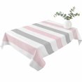 thumbnail image 2 of Pink Grey Stripe Table Cloth Waterproof Tablecloths, Modern Farmhouse Vertical Striped Tablecloth Dining Table Cover for Kitchen Party Tabletop Outdoor, Rectangle Tablecloth 52x70 Inch, 2 of 9