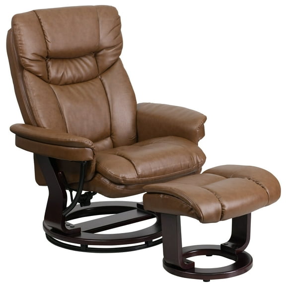 Flash Furniture Swivel Recliner and Ottoman in LeatherSoft