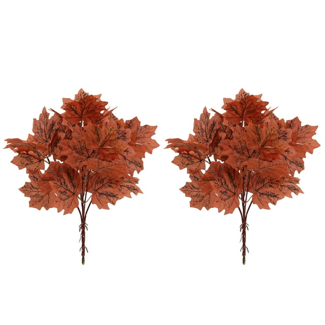 SLYNSHome 2Pcs Artificial Maple Leaves Branches,Fake Autumn Leaves for Thanksgiving Table Centerpieces Vase Decoration