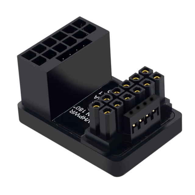 Tarjeta GráFica PCIE5.0 ATX3.0 Fuente de AlimentacióN 12VHPWR 16 a 16P 600W Macho a Hembra Conector Adaptador de 180 Grados Negro