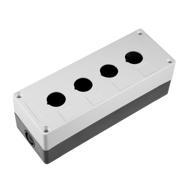 Caja de control de interruptor de botón pulsador de 22mm con 4 orificios para botones en negro y blanco