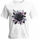 thumbnail image 1 of Camisetas casuales de manga corta con estampado de flores negras en acuarela para hombre. Camisetas gráficas., 1 of 8