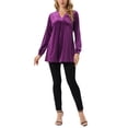 thumbnail image 2 of BLUSA DE VELVET CUELLO EN V MANGAS LARGAS CASUAL AJUSTE HOLGADO L PURPURA, 2 of 6