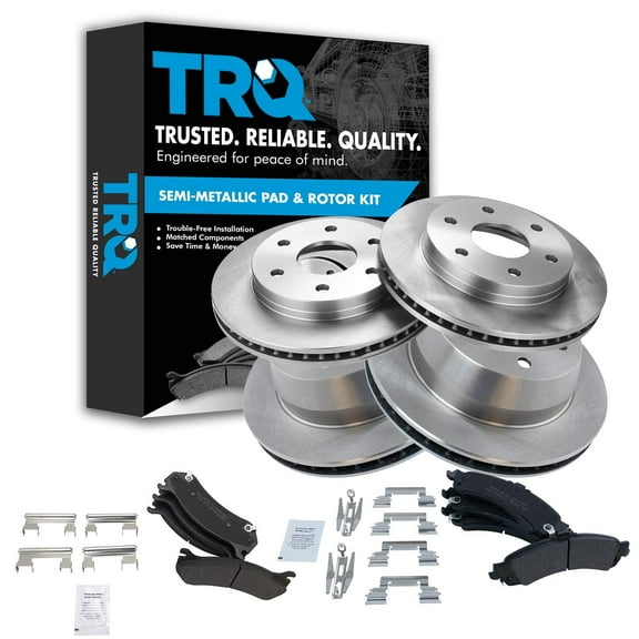 TRQ Premium Metallic Brake Pad & Rotor Front & Rear Fits Select Cadillac Chevy GMC