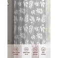 thumbnail image 3 of Gray Leaves Sheer Curtains for Living Room Bedroom Vintage Farmhouse Pastoral Aesthetic Plants Sheer Curtains 108 Inch Long 2 Panels Set Light Filtering Curtain Window Treatments Drapes, 3 of 6