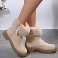 thumbnail image 5 of Women's Beige Suede Ankle Boots with Faux Fur Cuff - Warm & Stylish Winter Footwear, 5 of 8