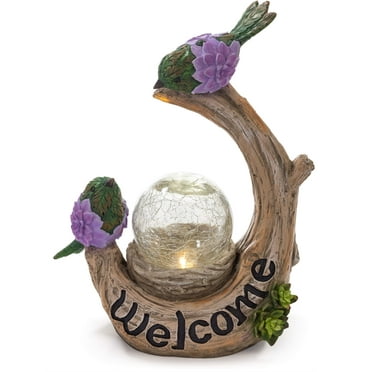 VP Home Welcome Birds Tree Trunk Solar Powered LED Outdoor Decor Garden Light