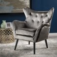 thumbnail image 6 of GDF Studio Dejon Mid Century Modern Velvet Arm Chair, Gray and Black, 6 of 13