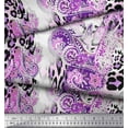 thumbnail image 2 of Soimoi Purple Rayon Crepe Fabric Paisley & Leopard Animal Skin Print Fabric by Yard 46 Inch Wide, 2 of 3