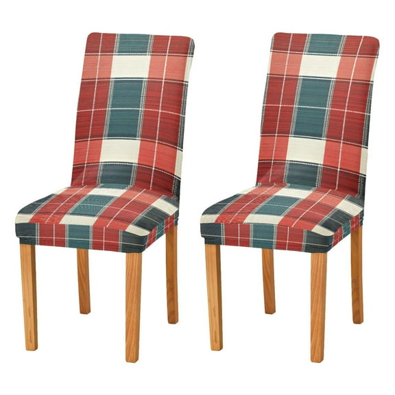 Yayeee 2 Pack Dining Chair Covers Stretch Parson Chairs Slipcovers Seat Protector, Vibrant Red Tartan Pattern