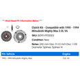 thumbnail image 2 of Clutch Kit - Compatible with 1990 - 1994 Mitsubishi Mighty Max 3.0L V6 1991 1992 1993, 2 of 2