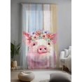 thumbnail image 2 of Sheer Curtains 108 Inches Long, Farmhouse Pig Semi Sheer Curtains Light Filtering Window Treatment, Spring Floral Farm Animal Wooden Privacy Voile Drapes for Living Room Bedroom 52x108 Inch, 2 of 7