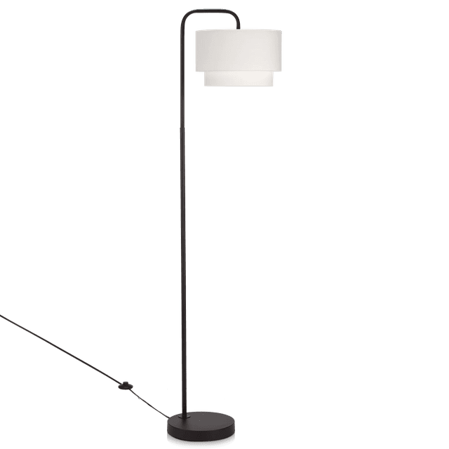 Bouclair Lampe sur Pied en Métal Noir avec Abat-Jour Blanc