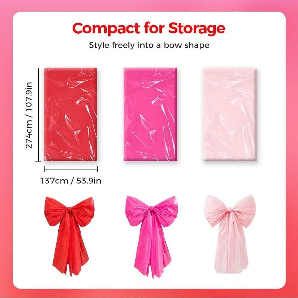 Large Pink Bow,Valentines Day Decorations,54X107 inch DIY Giant Wall Bows for Wedding Coquette Birthday Backdrop Bridal Shower Bachelorette Room