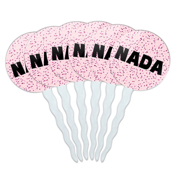 Nada Cupcake Picks Toppers - Set of 6 - Pink Speckles