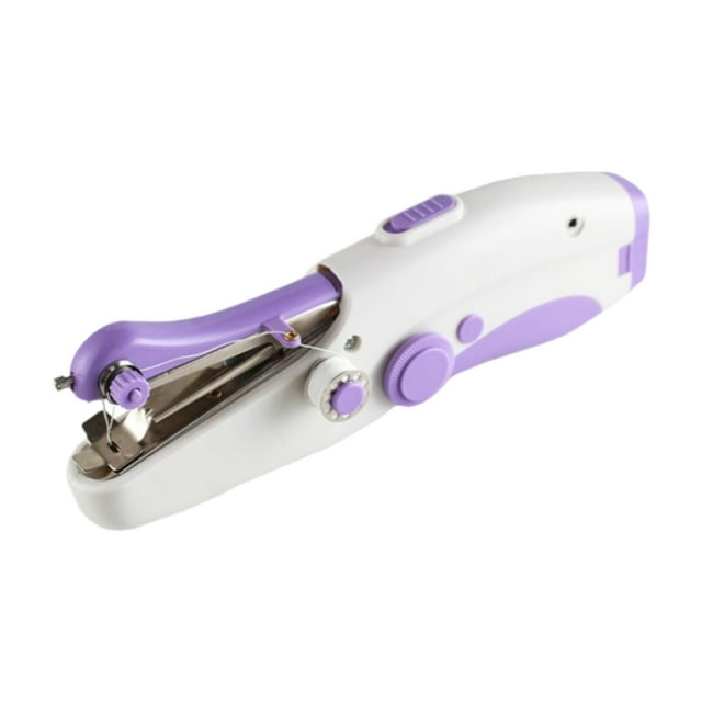 Máquina de coser eléctrica de mano, máquina de remendar para principiantes, práctica mini máquina de coser para manualidades de bricolaje y tejidos Violeta